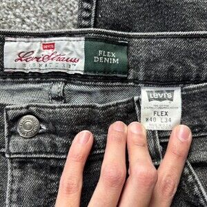 Vintage 90s Grunge Grey Levis Men streetwear Black Straight Leg Jeans W40 - L34